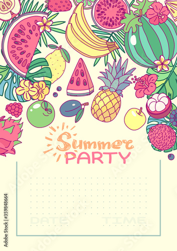 vector Summer party invitation template clip art