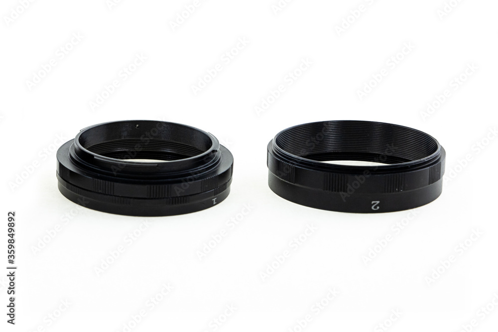 close-up pair of black rings for the lens on an isolated background close-up pair of black rings for the lens on an isolated background