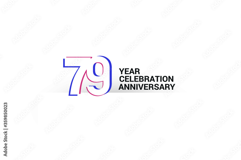 79 year anniversary, minimalist logo years, jubilee, greeting card. invitation. Blue & Red Colors vector illustration on White background - Vector 79 year anniversary, minimalist logo years, jubilee, greeting card. invitation. Blue & Red Colors vector illustration on White background - Vector