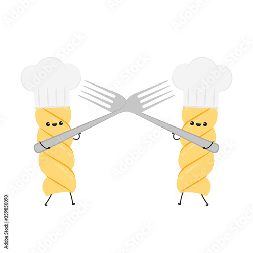Pasta noodles character design. Pasta noodles on white background. 