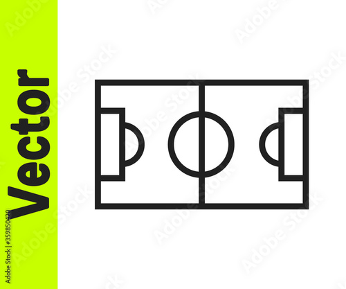 Black line Football or soccer field icon isolated on white background. Vector Illustration.