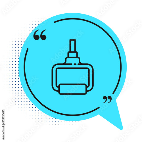 Black line TPX loop training equipment icon isolated on white background. Sport equipment. Blue speech bubble symbol. Vector Illustration.