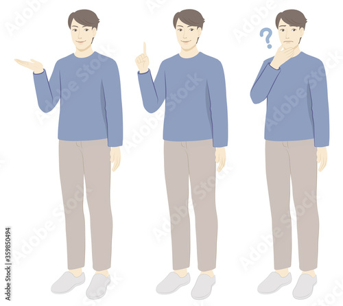 カジュアル服の男性セット／全身