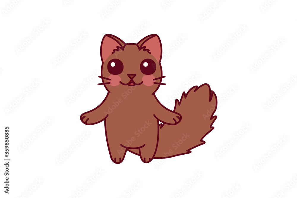 vector cute cartoon little cat. cartoon character