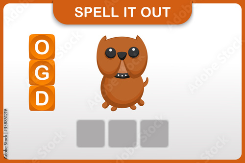 Spelling word and vocabulary worksheet : Dog