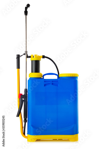 Knapsack sprayer. Backpack manual sprayer machine isolated
