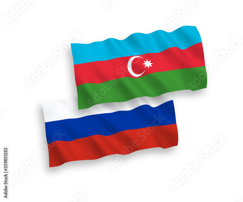 Flags of Azerbaijan and Russia on a white background