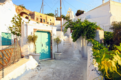 A view in the traditional village of Vothonas, Santorini, Greece.