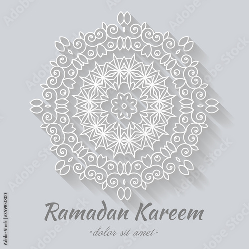 Ornamental round lace, circle ornament abstract, Islamic white ornament paper plant shade, Ramadan, eid al fitr