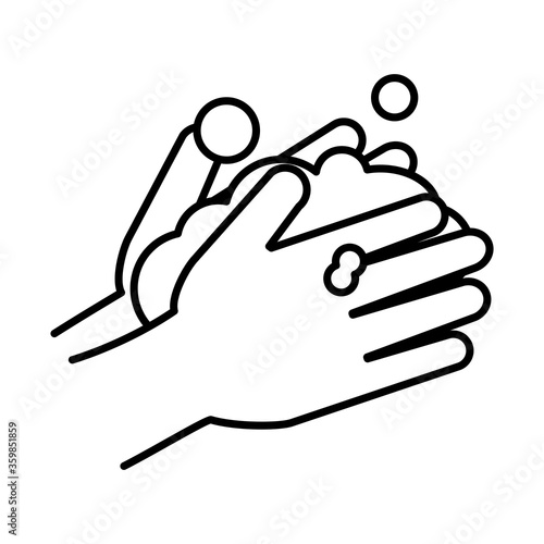 hand washing with soapy water, line style