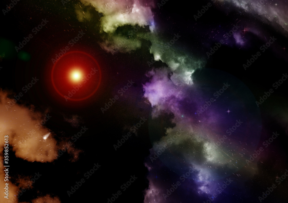 Obraz premium galaxy in a free space. 3D rendering