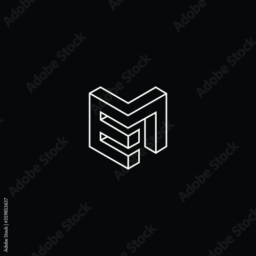 Professional Innovative 3D Initial EM logo and ME logo. Letter EM ME Minimal elegant Monogram. Premium Business Artistic Alphabet symbol and sign