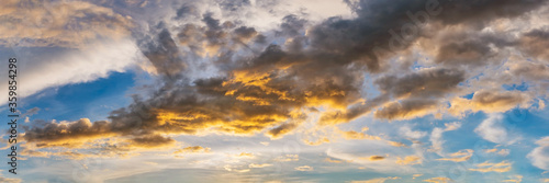 Fototapeta Naklejka Na Ścianę i Meble -  Twilight panorama sky background with colorful cloud in dusk. Panoramic image.