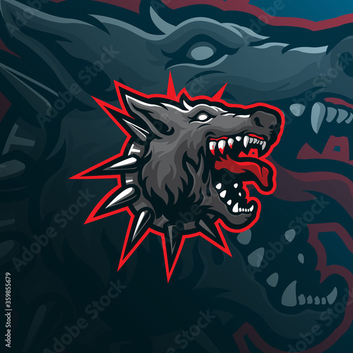 wolf mascot logo design vector with modern illustration concept style for badge, emblem and tshirt printing. wolf head illustration.