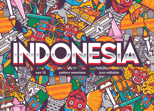 indonesia pattern seamless with lettering background