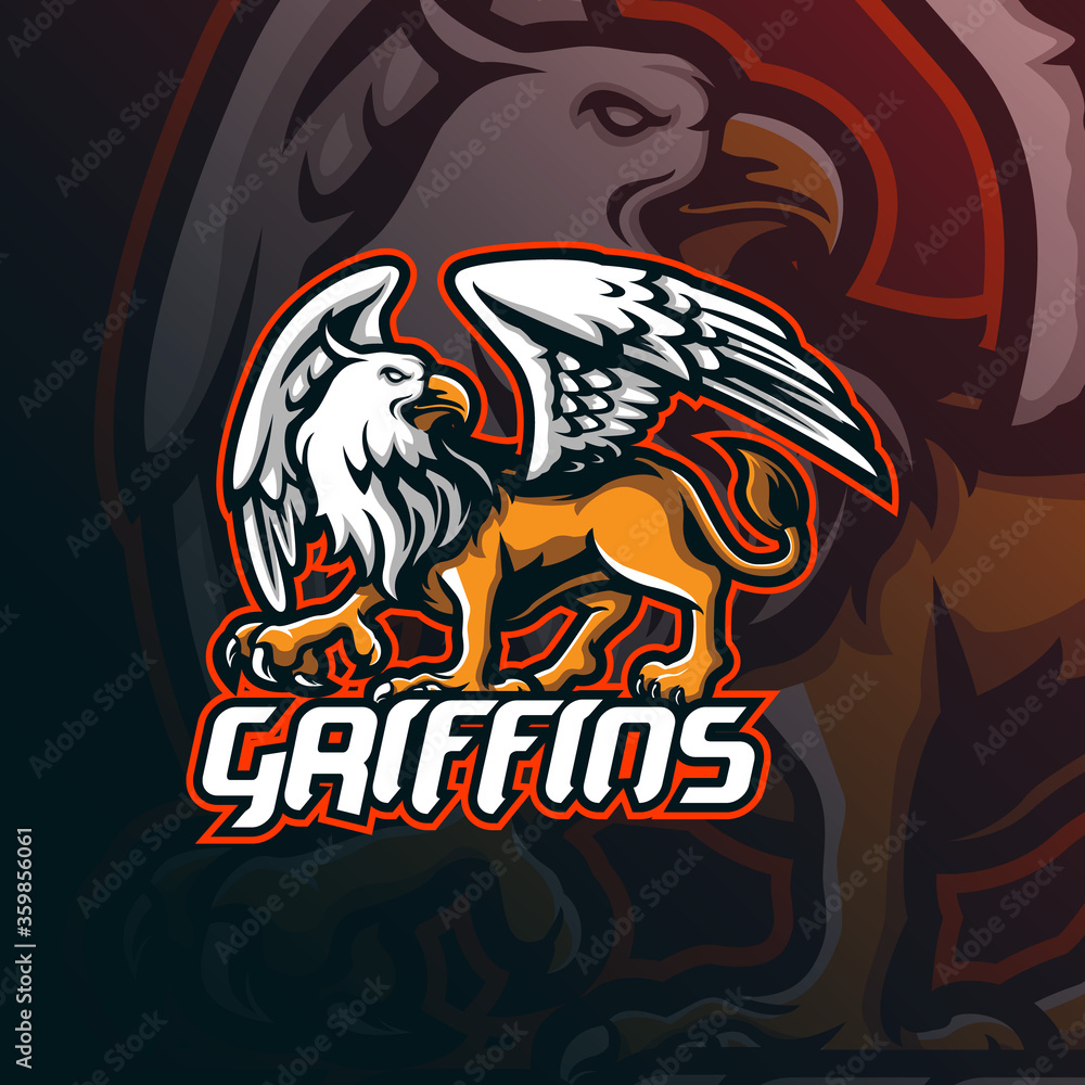 griffin mascot logo design vector with modern illustration concept style for badge, emblem and tshirt printing. griffin illustration for sport and esport team.