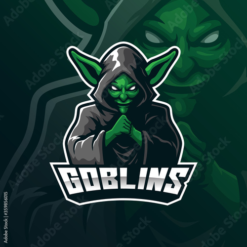 goblin mascot logo design vector with modern illustration concept style for badge, emblem and tshirt printing. goblin illustration for sport and esport team.