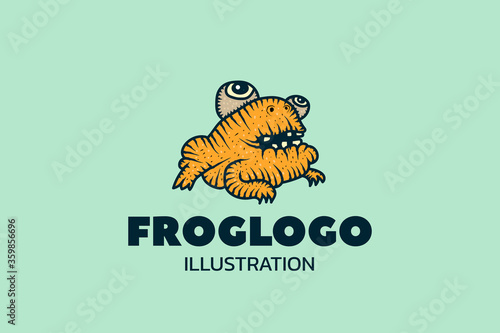 Frog. Logotype. Cartoon vector illustration