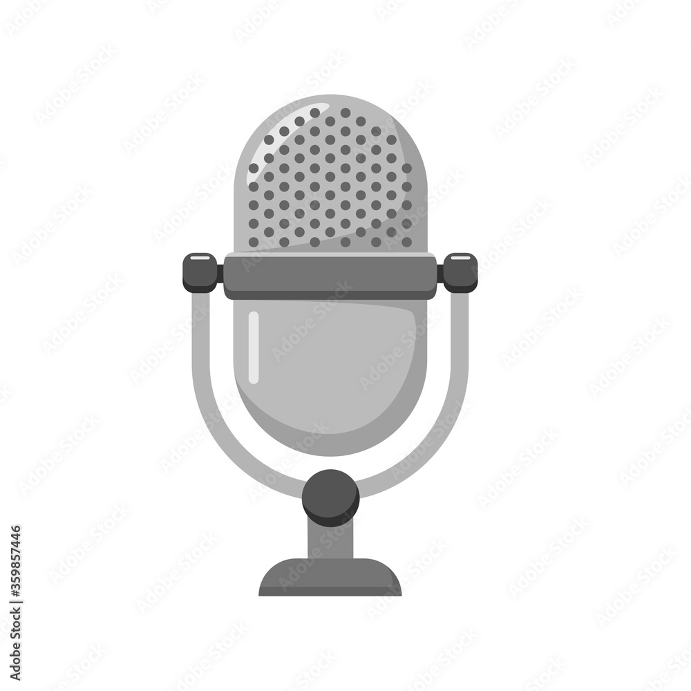Microphone vector in flat design isolated on white suitable for illustration or icon Microphone vector in flat design isolated on white suitable for illustration or icon