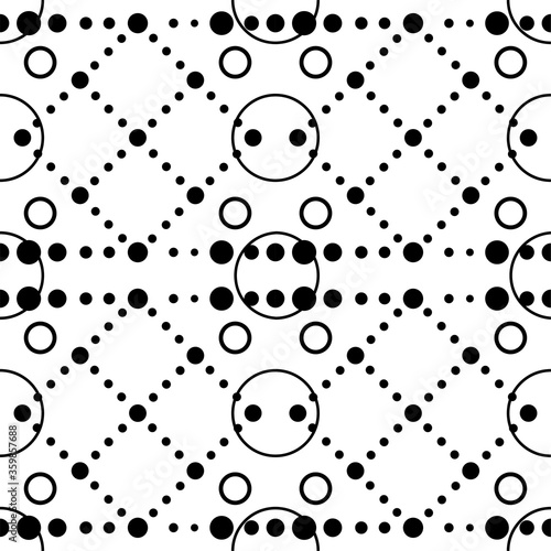 Design seamless monochrome pattern with circle and square.