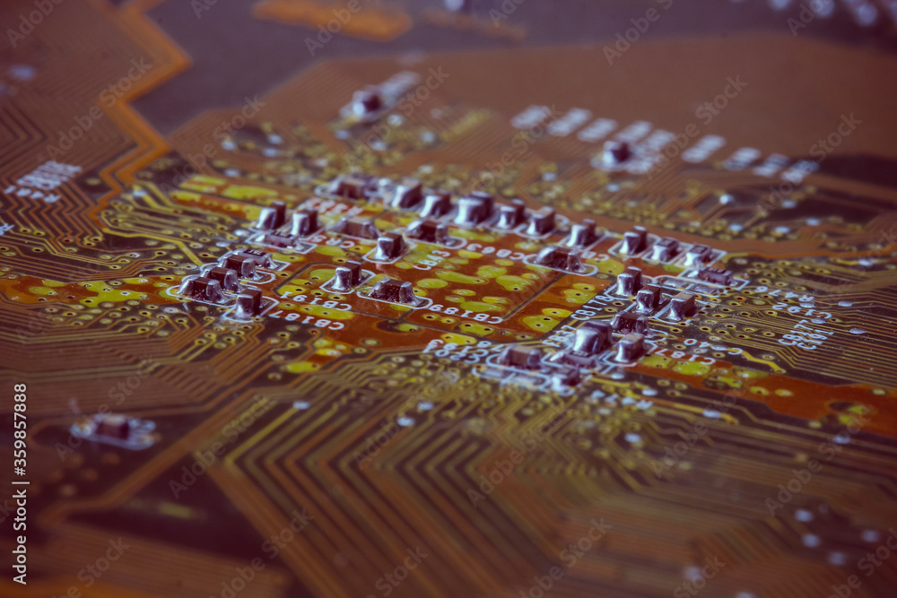 Obraz premium Electronics Circuit board background , close-up.