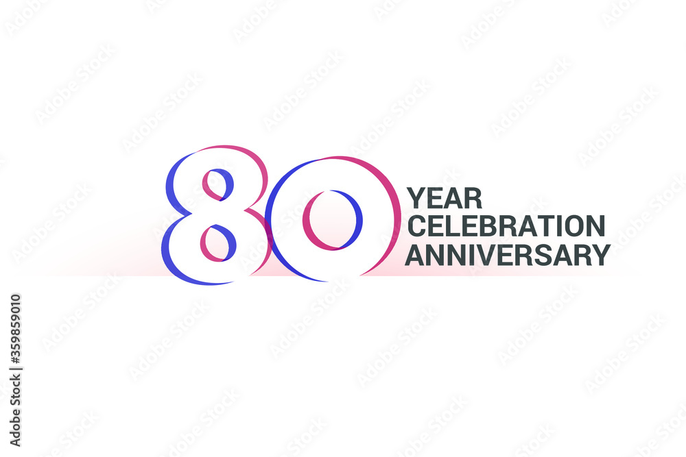 80 year anniversary, minimalist logo years, jubilee, greeting card. invitation. Blue & Red Colors vector illustration on White background - Vector 80 year anniversary, minimalist logo years, jubilee, greeting card. invitation. Blue & Red Colors vector illustration on White background - Vector
