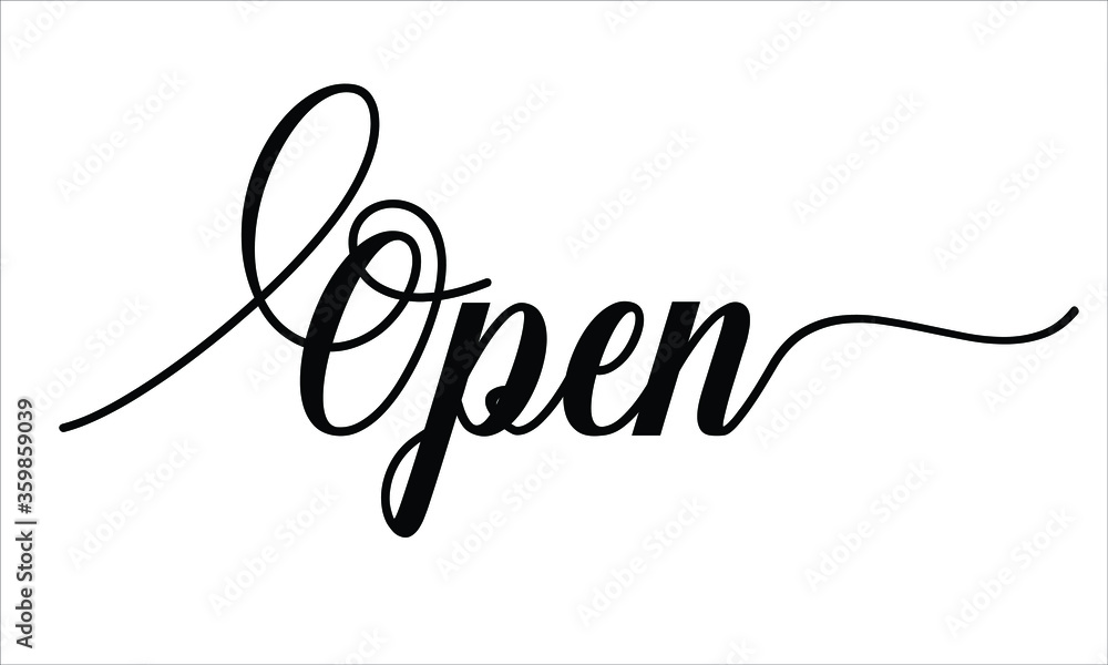open Calligraphic Cursive Typographic Text on White Background open Calligraphic Cursive Typographic Text on White Background