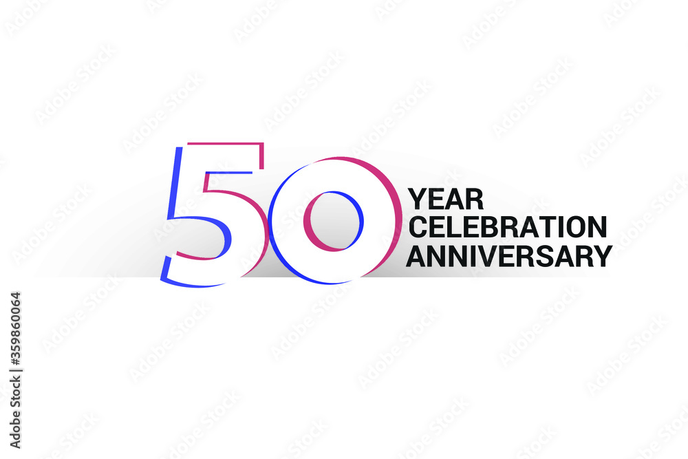 50 year anniversary, minimalist logo years, jubilee, greeting card. invitation. Blue & Red Colors vector illustration on White background - Vector 50 year anniversary, minimalist logo years, jubilee, greeting card. invitation. Blue & Red Colors vector illustration on White background - Vector