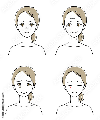 女性の顔　悩み