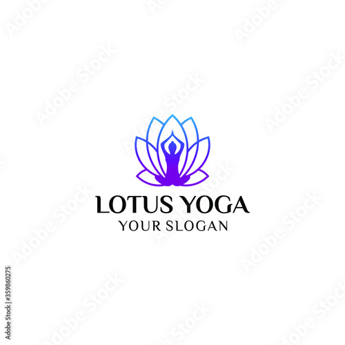 Fototapeta Naklejka Na Ścianę i Meble -  stock logo yoga design. human meditation in lotus flower vector illustration