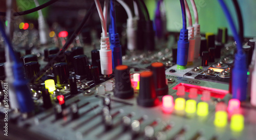 Photography An Eurorack modular synthesizer sequencer close up