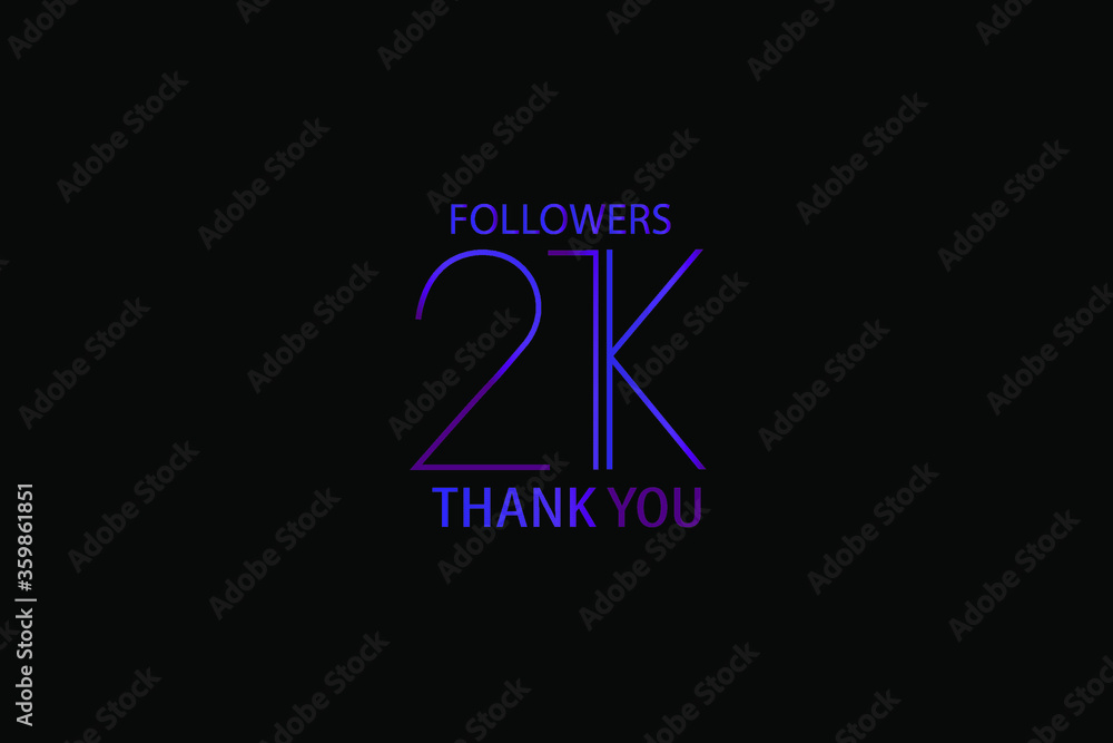 21K,21.000 Followers Luxury Black Purple Thank you anniversary, minimalist logo, jubilee on black background for Social Media - Vector 21K,21.000 Followers Luxury Black Purple Thank you anniversary, minimalist logo, jubilee on black background for Social Media - Vector