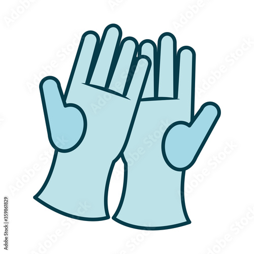 cleaning gloves icon, line and fill style