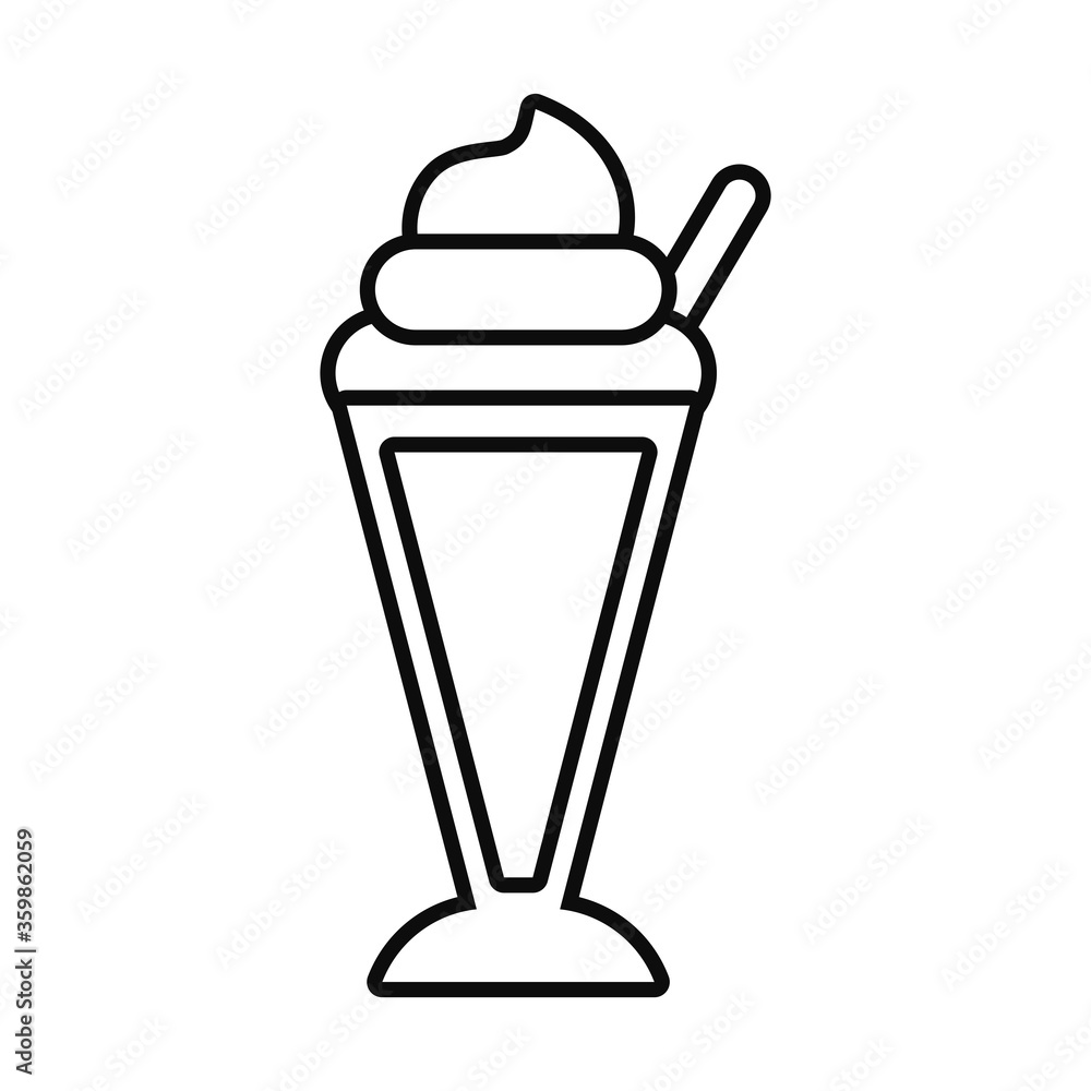 milkshake glass icon, line style milkshake glass icon, line style