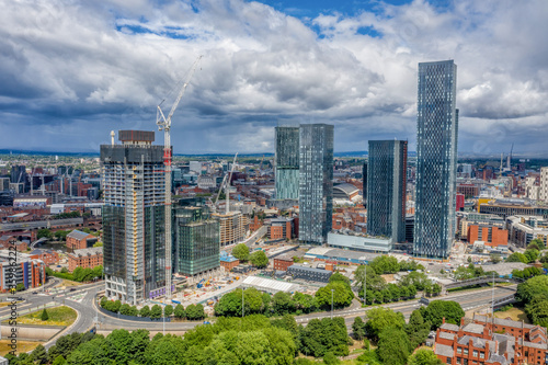 Vászonkép Deansgate Square Manchester England, modern tower block skyscrapers dominating the manchester city centre landscape