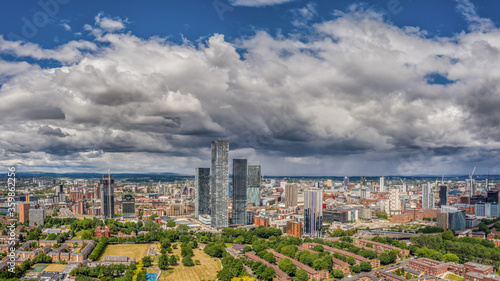 Slika na platnu Deansgate Square Manchester England, modern tower block skyscrapers dominating the manchester city centre landscape