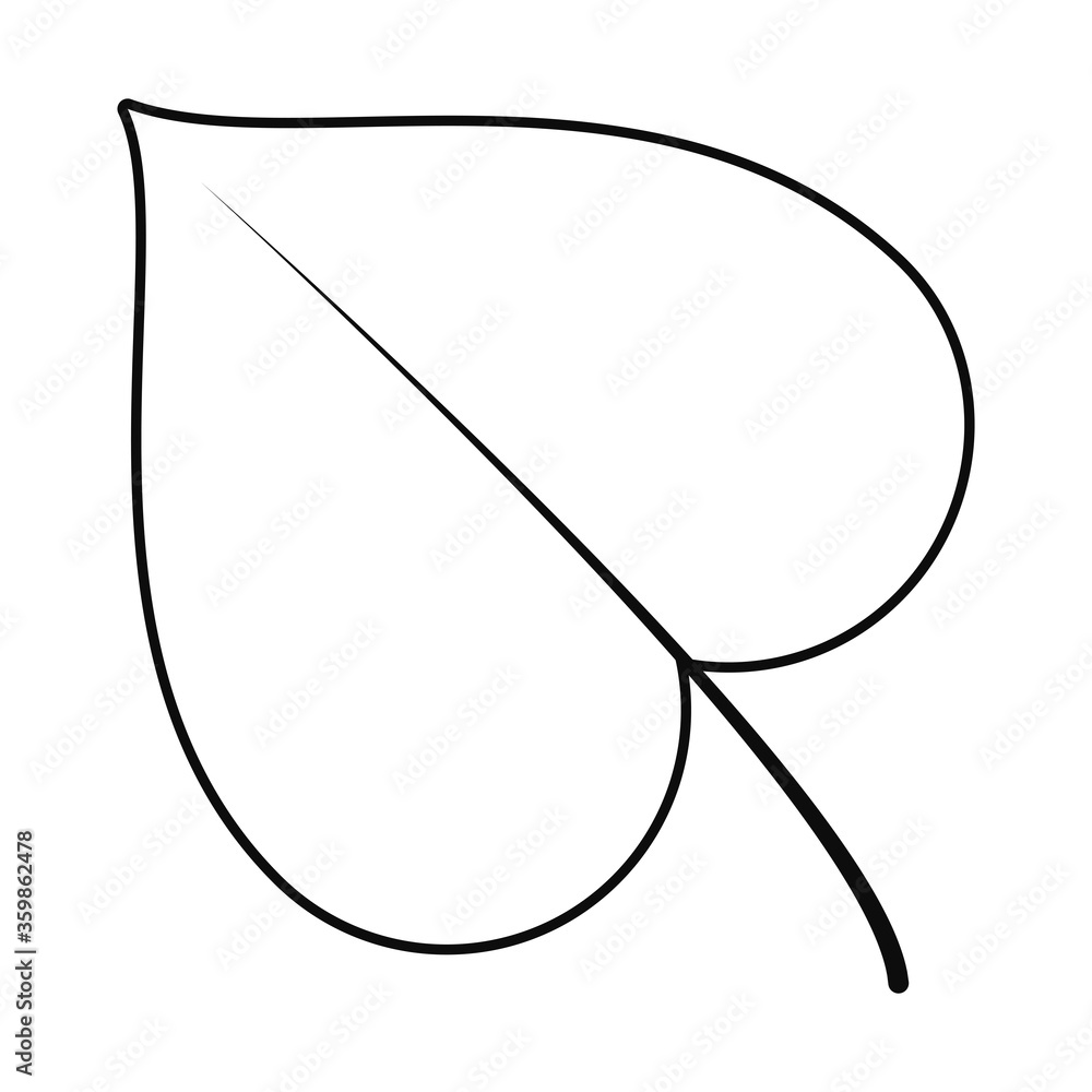 tropical leaf with heart shape, line style tropical leaf with heart shape, line style