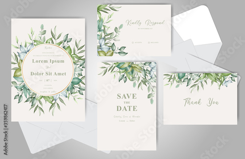 Floral Wedding Invitation Cards Set Template
