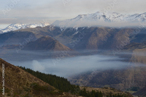 Panorama vers Argel  s Gazost depuis le Val d Azun  col du Soulor  Hautes Pyr  n  es  France