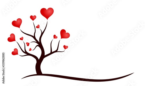 A tree symbol with a red hearts.