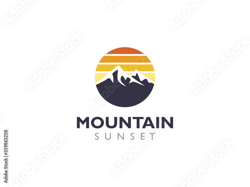 Free Download Mountain and sunset logo flat minimalist design vector illustration - GFXLoad