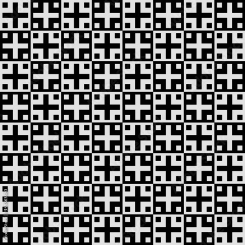 Vector seamless pattern abstract background. Checkered ornament with crosses. Modern graphic design with cross symbols. Geometric shapes wallpaper backdrop. Digital paper, textile print, web design. 