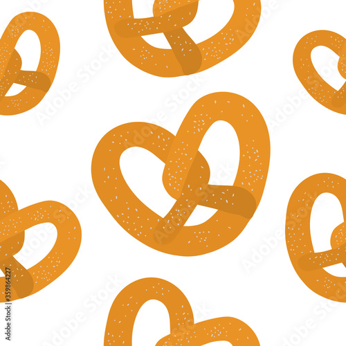 Seamless pattern pretzel food vector illustration