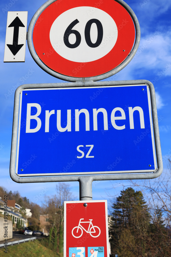 Place name plate of Brunnen Place name plate of Brunnen
