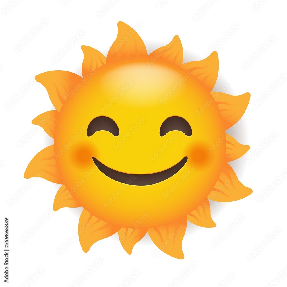 Sun Isolated With White Background Vector Illustration