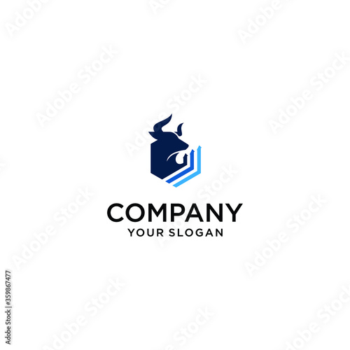 Financial bull logo design. Trade Bull Chart, finance logo. Economy finance chart bar business productivity logo icon.