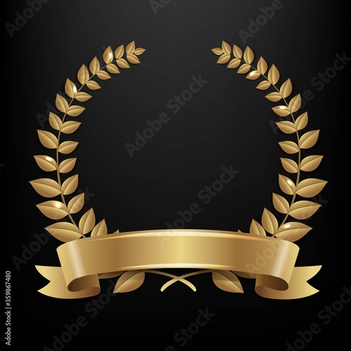 Laurel Wreath Isolated Black Laurel Wreath Black Background Background Vector Illustration