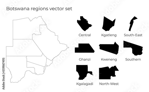 Botswana map with shapes of regions. Blank vector map of the Country with regions. Borders of the country for your infographic. Vector illustration.
