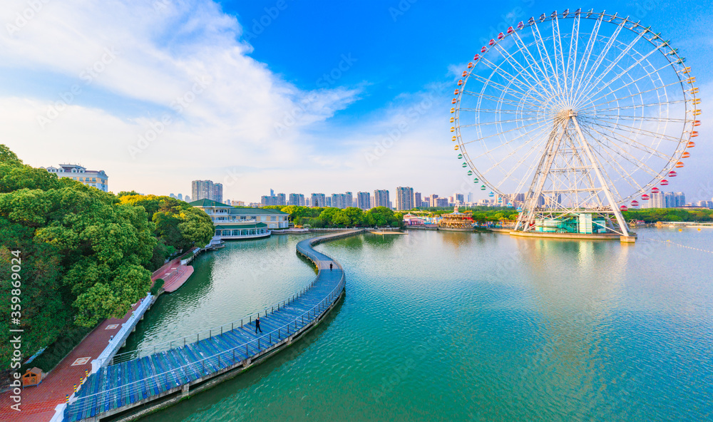 Naklejka premium Lihu scenic spot, Wuxi City, Jiangsu Province, China