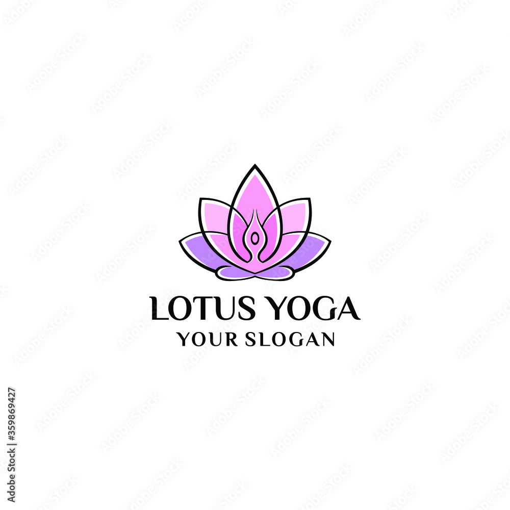 oga lotus position, asana meditation, mindfulness, zen. Vector Linear girl in a circular floral ornament mehendi, vintage style India, Boho, Arabic. For the logo yoga studio, postcards, web templates